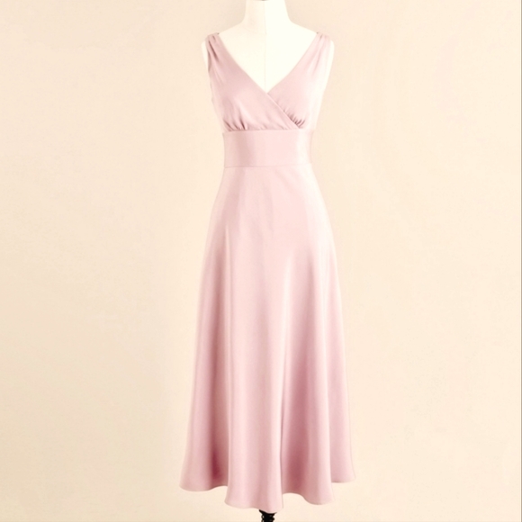 J. Crew 100% Silk Pink Sleeveless Dress Cottagecore Feminine Cocktail Wedding - Picture 1 of 9